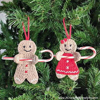 Crochet Gingerbread Man Candy Cane Holders