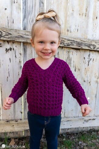 Basic V-neck Crochet Sweater Child Sizes