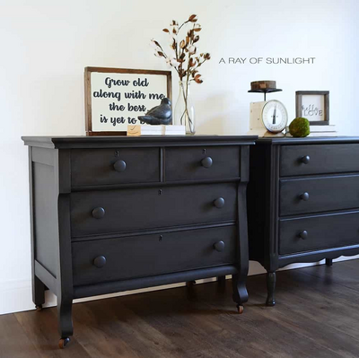 Cool Gray Mismatched Nightstands