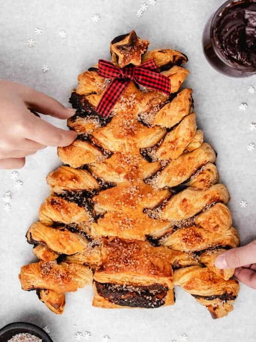 Puff Pastry Christmas Tree With Chocolate Filling