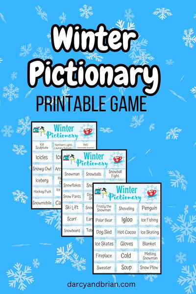 Printable Winter Pictionary Word Cards