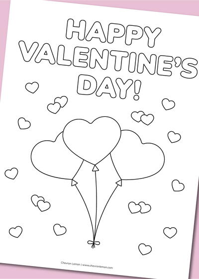 Printable Heart Balloons Coloring Page