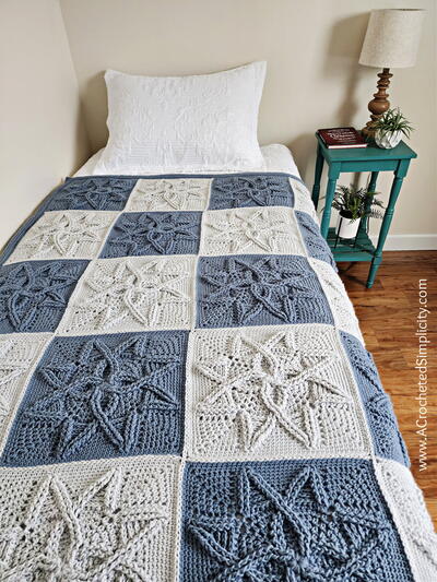 Cabled Blooms Crochet Blanket