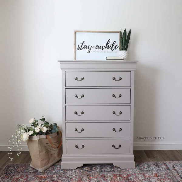 Simple Gray Dresser Makeover