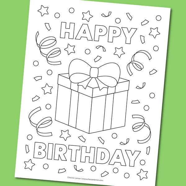 Printable Birthday Gift Box Coloring Page