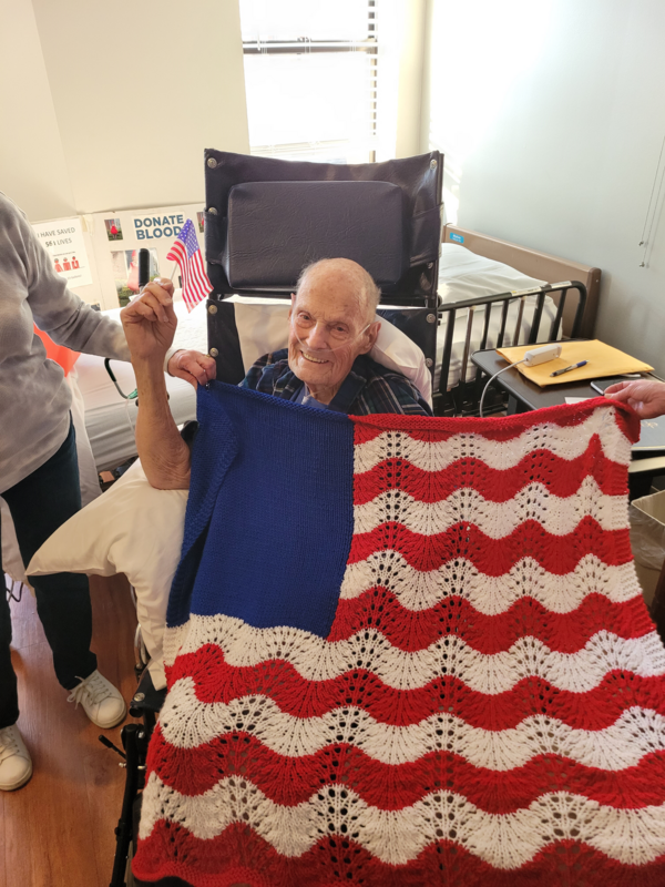 An American flag blanket donated to a JourneyCare patient