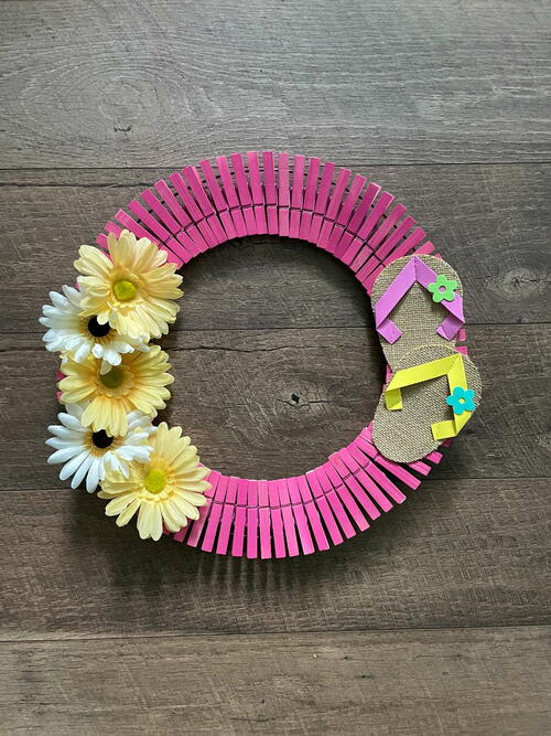 Colorful Dollar Store Clothespin Spring Wreath