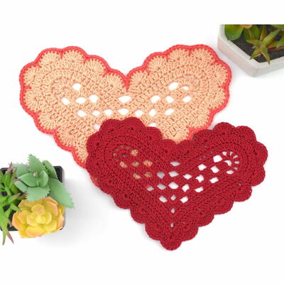 Crochet Heart Coaster Free Pattern