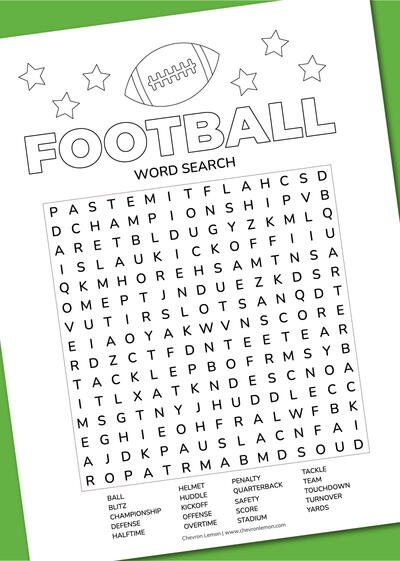 Printable Football Word Search