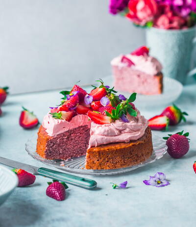 Fresh Strawberry Poppy Seed Cake