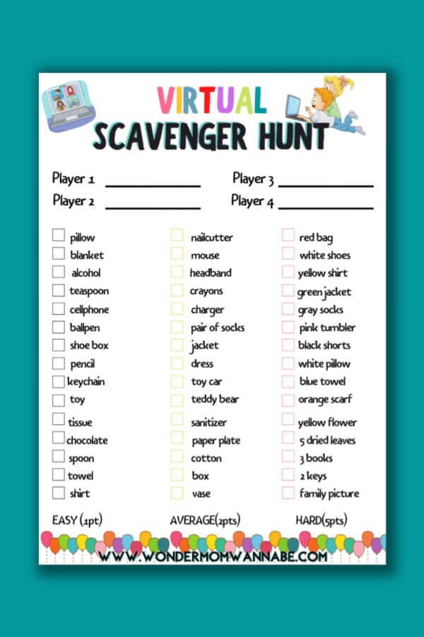 Virtual Scavenger Hunt | AllFreeKidsCrafts.com