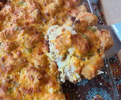 Cheesy Tater Tot And Sausage Breakfast Bake