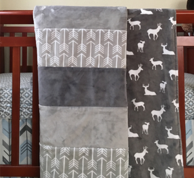 Silver and Steel Reversible Strip Baby Quilt
