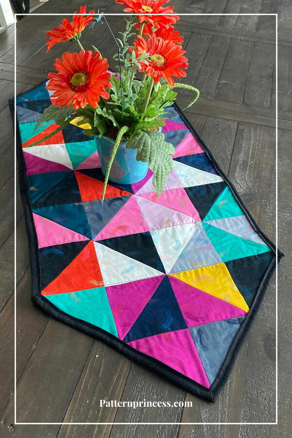 Colorful Scrappy Hourglass Table Runner Pattern