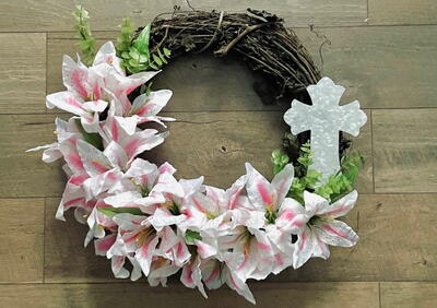Easy Dollar Store Lily Easter Wreath Craft