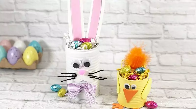 Recycled Can Bunny and Chick for Easter | FaveCrafts.com