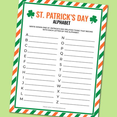 Printable St. Patrick’s Day Alphabet Game