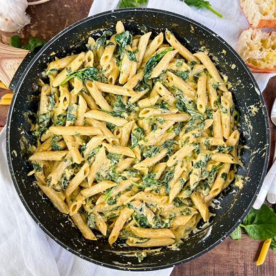 Creamy Spinach & Garlic Pasta | Healthy One-pan 30 Minute Recipe