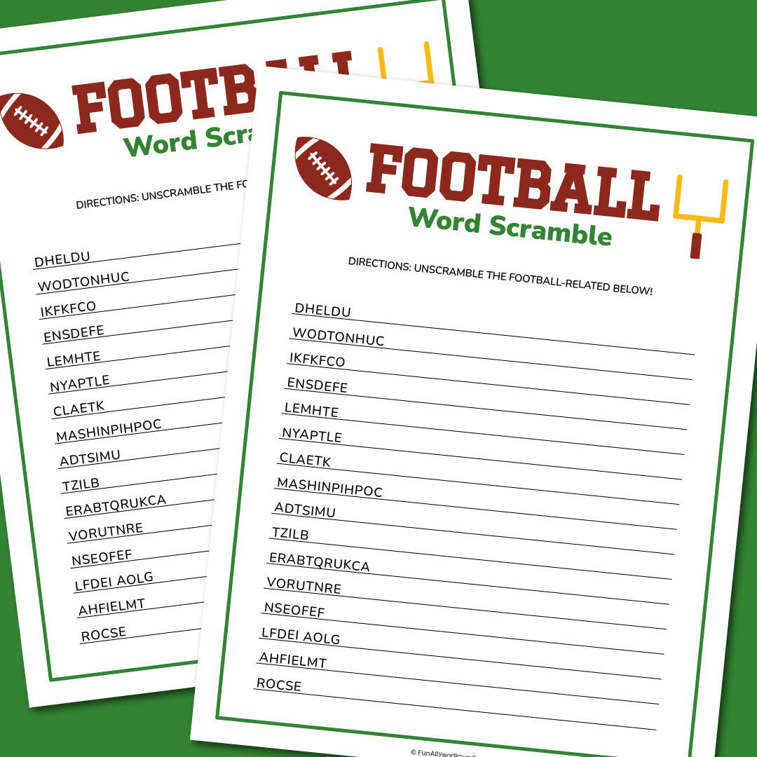 Football Word Scramble | AllFreePaperCrafts.com