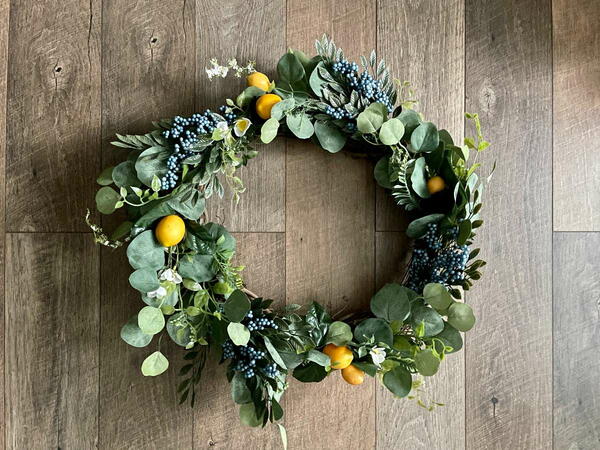 Dollar Store Blueberry Lemon Wreath