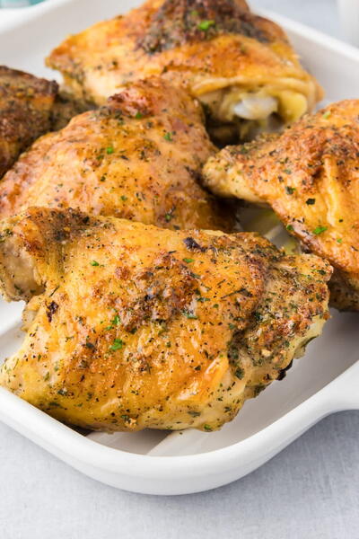 Oven Baked Ranch Chicken Thighs (with Crispy Skin!)