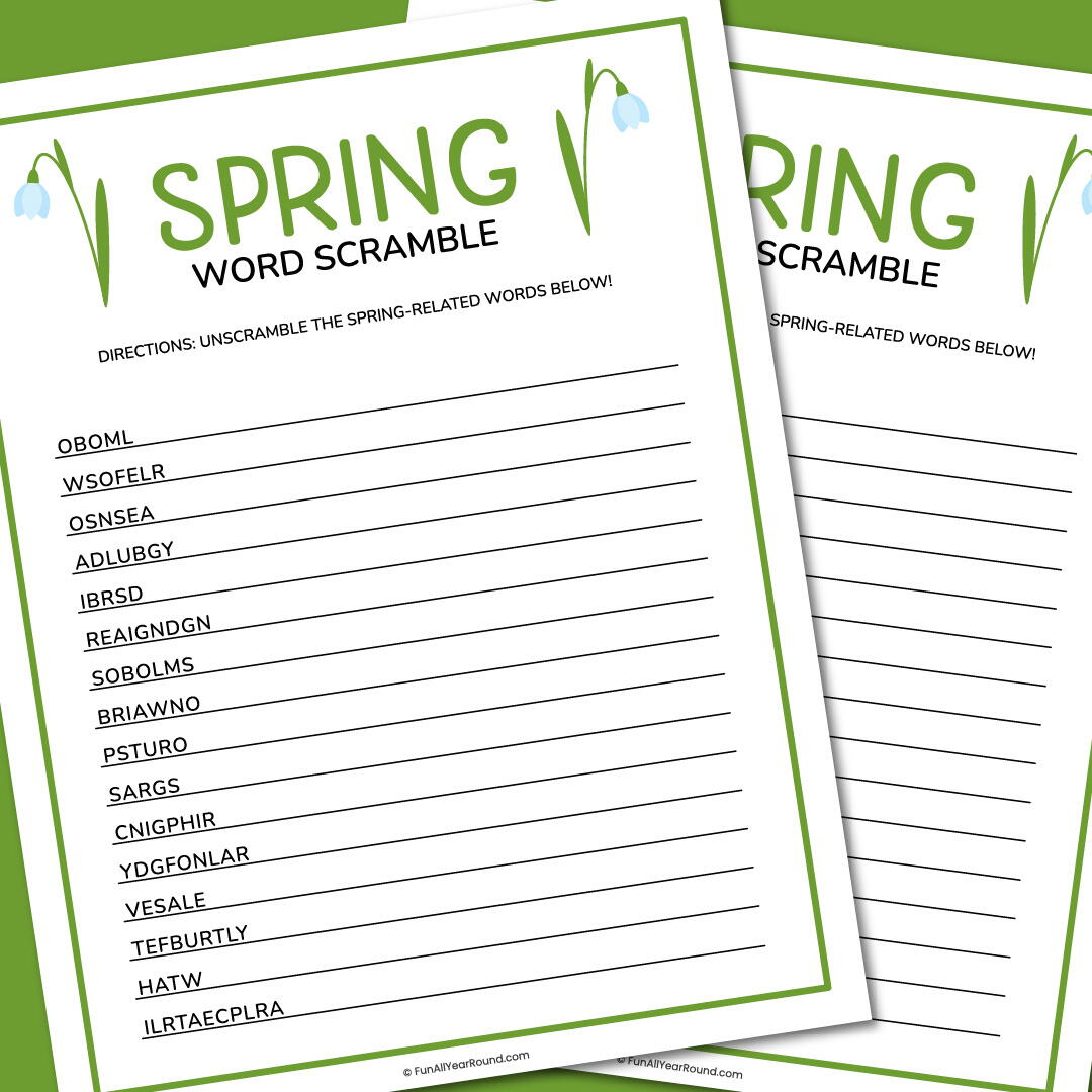 Spring Word Scramble | AllFreePaperCrafts.com