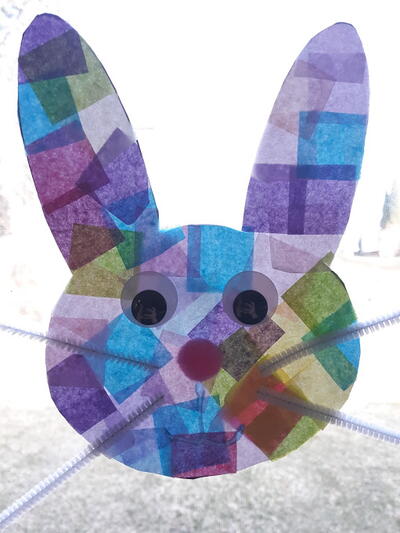 Bunny Tissue Paper Suncatcher Craft