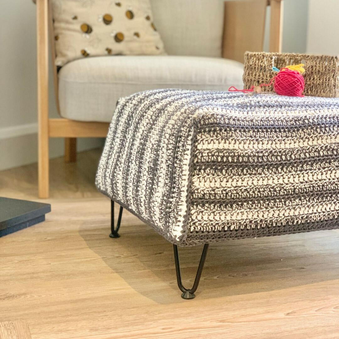 Cosy Crochet Footstool | AllFreeCrochet.com