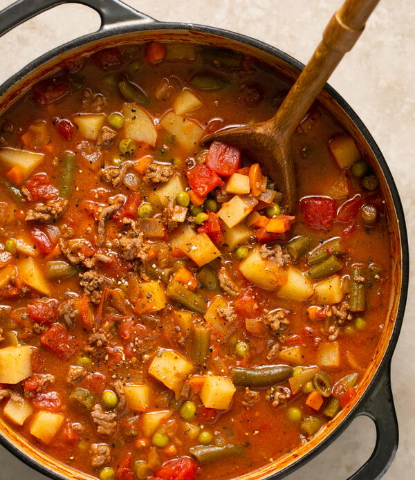 Hearty Ground Beef  Veggie Soup