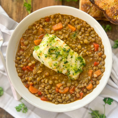 Spanish Lentil And Cod Stew | Heart-healthy And Packed With Flavors