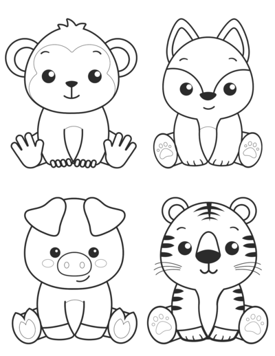 Cute Kawaii Animals Coloring Pages