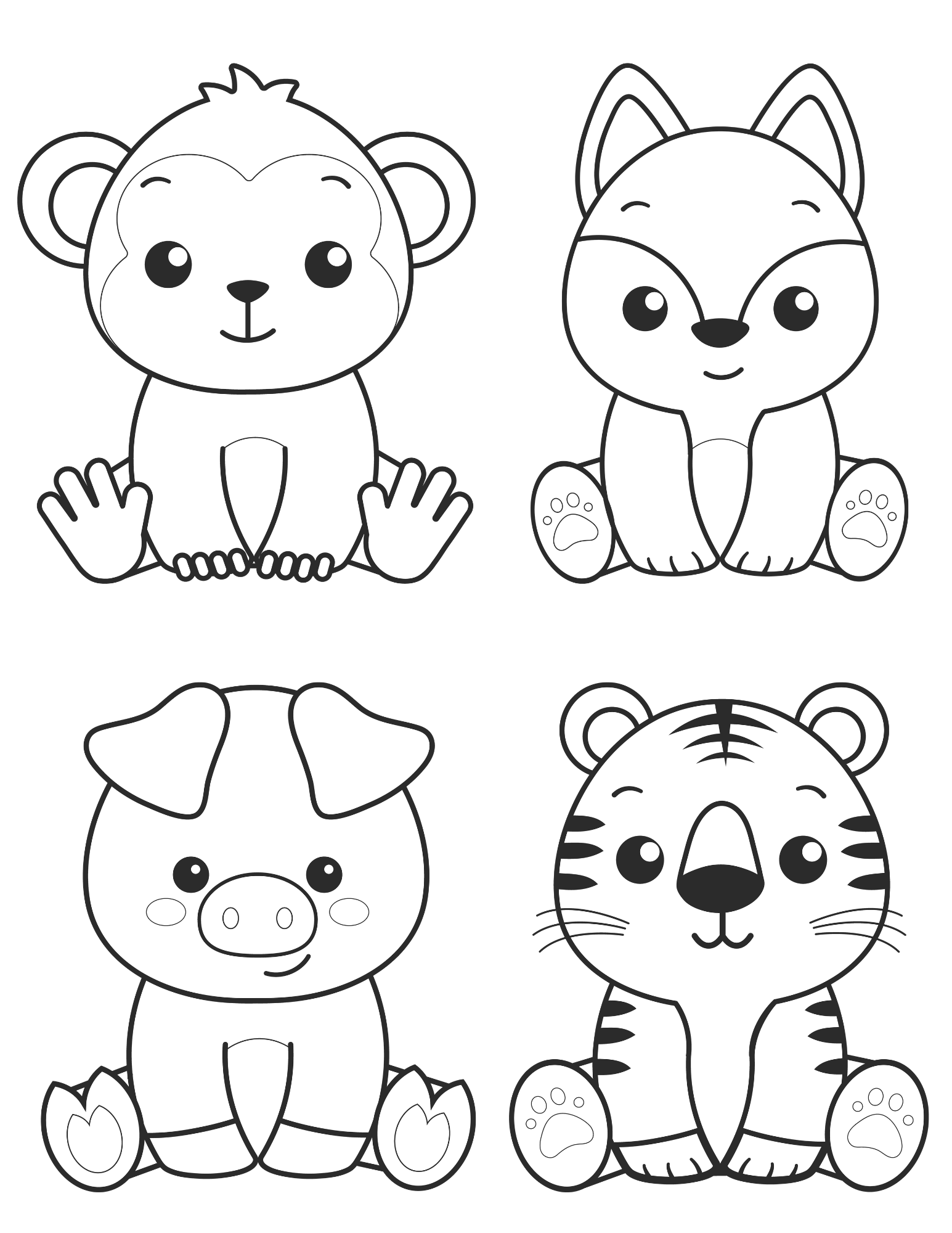 Free Printable Cute Kawaii Animals Coloring Pages