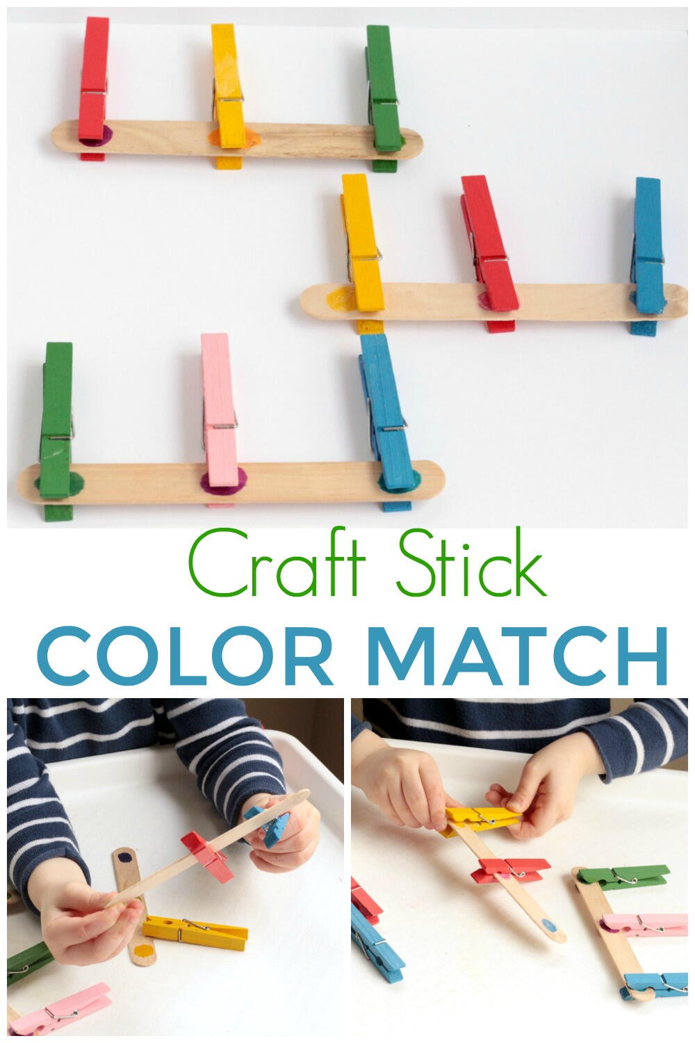Popsicle Stick Fine Motor Color Match Game | AllFreeHolidayCrafts.com