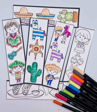 Cinco De Mayo Bookmarks To Color In
