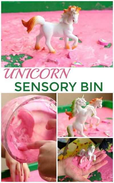 Unicorn Sensory Bin With Oobleck