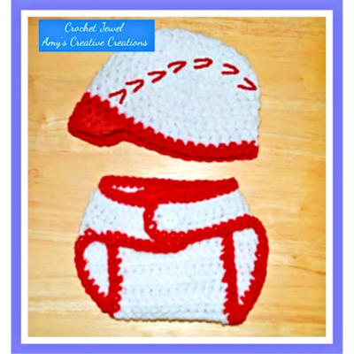 Crochet Baseball Hat And Diaper Cover Set