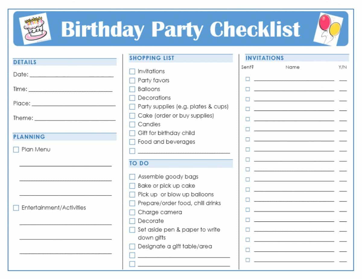 Free Printable Birthday Party Checklist Planning Guide + Tips