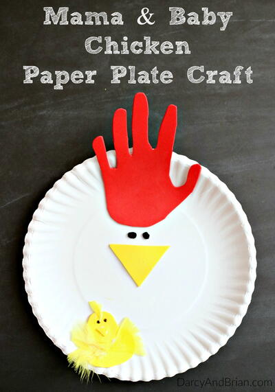 Handprint Chicken Paper Plate Craft