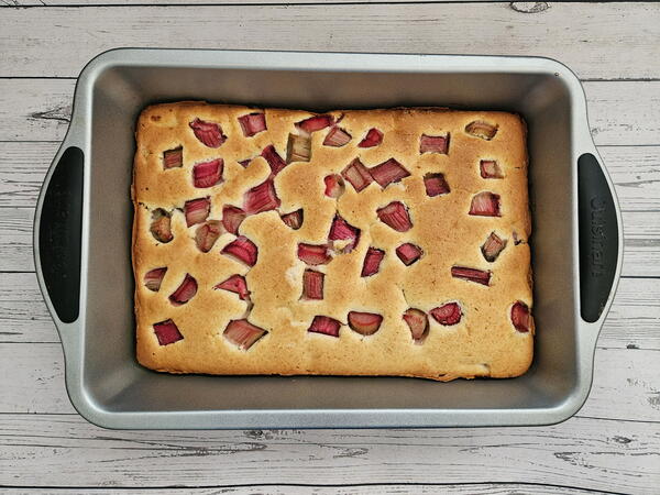 Simple Rhubarb Olive Oil Cake