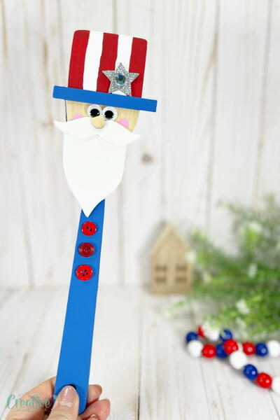 Wooden Spoon Uncle Sam Patriotic Craft 