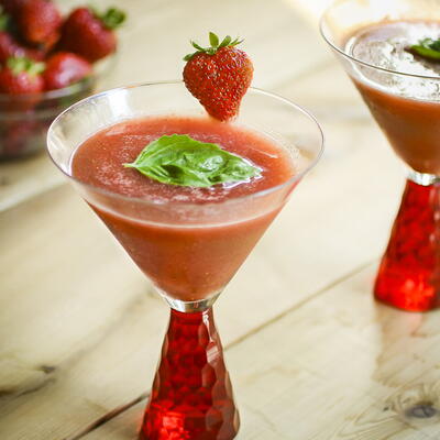 Quick And Easy Frozen Strawberry Basil Margaritas