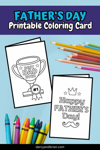 Printable Happy Father's Day Coloring Card
