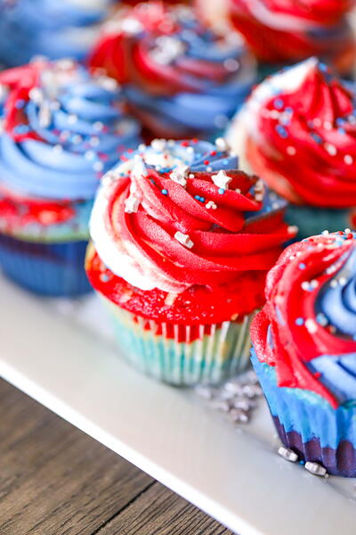 Patriotic Red White & Blue Cupcakes