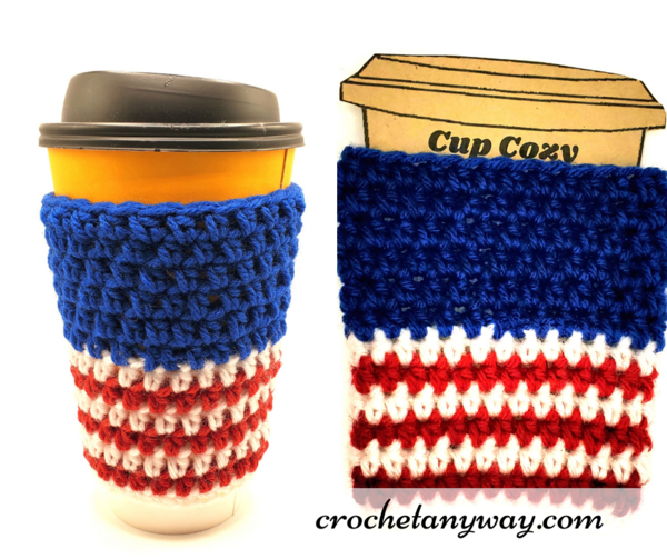 Red, White And Blue Coffee Cup Cozy 