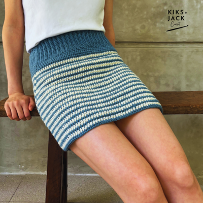 Striped Easy Crochet Fitted Skirt Free Pattern