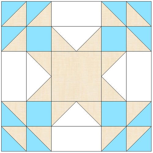 Summer Winds Variation Nine Patch Quilt Block 