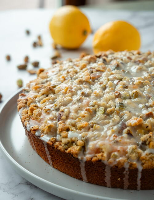 Lemon Ricotta Cake With Pistachio Crumble