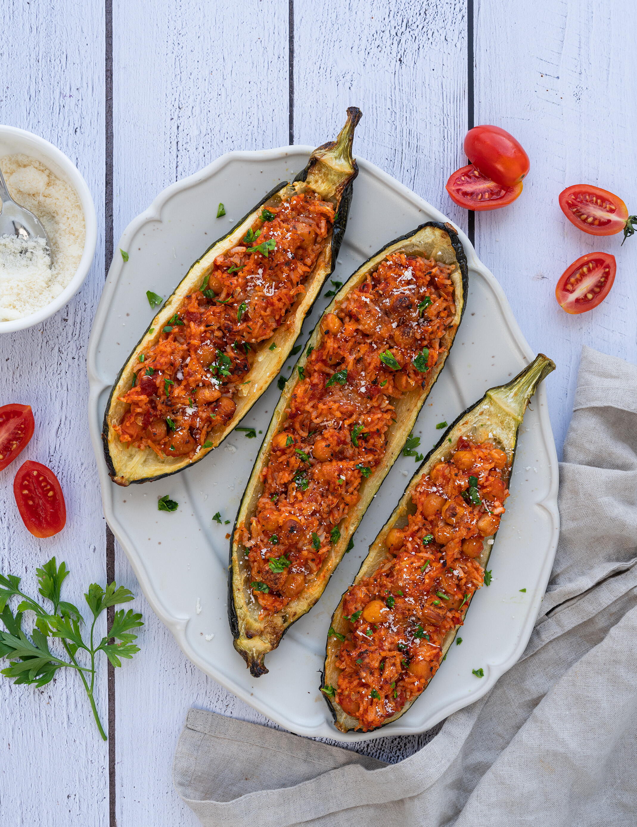 Stuffed Zucchini Boats with Rice and Chickpeas | RecipeLion.com