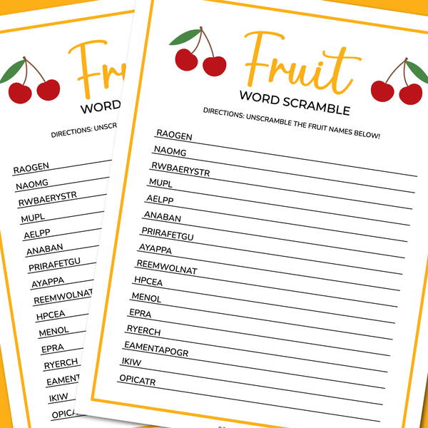 Fruit Word Scramble