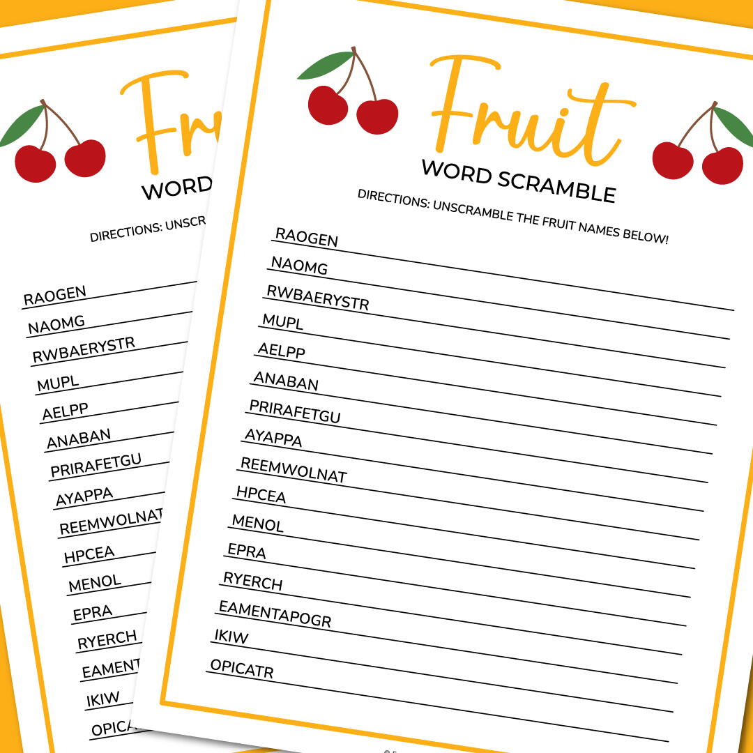 Fruit Word Scramble | AllFreeKidsCrafts.com